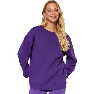 Trendyol dam raka långa ärmar plus size tröjor, lila, XS stor Trendyol dam raka långa ärmar plus size tröjor, lila, XS stor