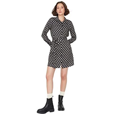 Trendyol Dam midi skjorta polo neck vävd klänning klänning, svart, 42 Trendyol Dam midi skjorta polo neck vävd klänning klänning, svart, 42