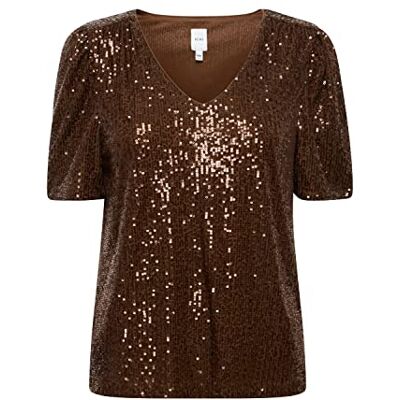 ICHI Dam IHFAUCI SS2 T-shirt, 190915/kaffebrun, XS ICHI Dam IHFAUCI SS2 T-shirt, 190915/kaffebrun, XS