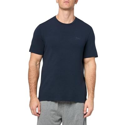 Boss Herr mjuk ribbad kortärmad t-shirt pyjamas topp, Svart bär blå, L Boss Herr mjuk ribbad kortärmad t-shirt pyjamas topp, Svart bär blå, L