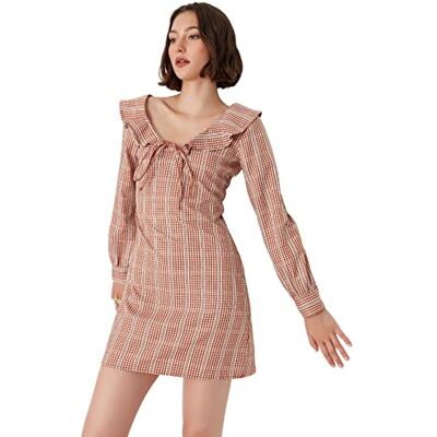 Trendyol Dam midi A-line regular plus size klänning, Flerfärgad, 36 Trendyol Dam midi A-line regular plus size klänning, Flerfärgad, 36
