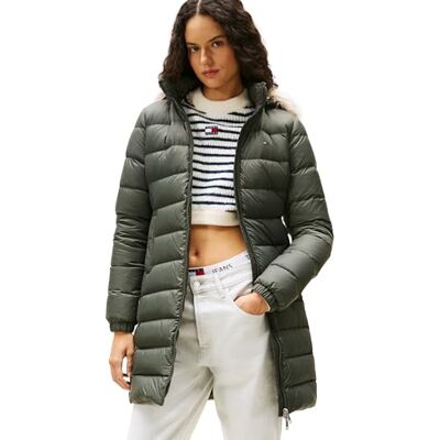 Tommy Jeans Dam TJW ESSENTIELL HUVA DOWN COAT DW0DW18864, grön, S, Grön (tenngrön), S Tommy Jeans Dam TJW ESSENTIELL HUVA DOWN COAT DW0DW18864, grön, S, Grön (tenngrön), S