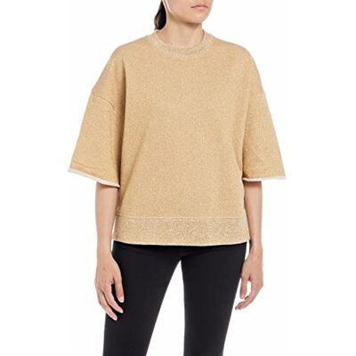 Replay Sweatshirt för kvinnor, 300 Gold Lurex, XS Replay Sweatshirt för kvinnor, 300 Gold Lurex, XS
