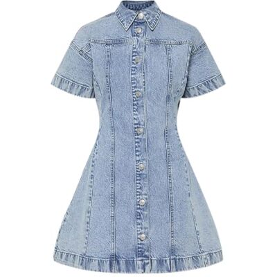 PIECES Pcsilke A-form denimklänning, Ljusblå denim, XS PIECES Pcsilke A-form denimklänning, Ljusblå denim, XS