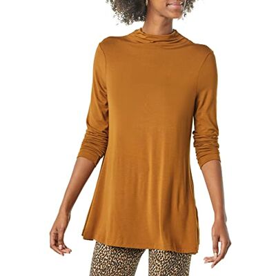 Amazon Essentials damtröja, långärmad, Mock Neck Swing tunika (tidigare Daily Ritual), mörk kastanjebrun, Medium Amazon Essentials damtröja, långärmad, Mock Neck Swing tunika (tidigare Daily Ritual), mörk kastanjebrun, Medium