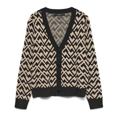VERO MODA Vmaria Art Ls V-hals cardigan Rep, svart, XS VERO MODA Vmaria Art Ls V-hals cardigan Rep, svart, XS