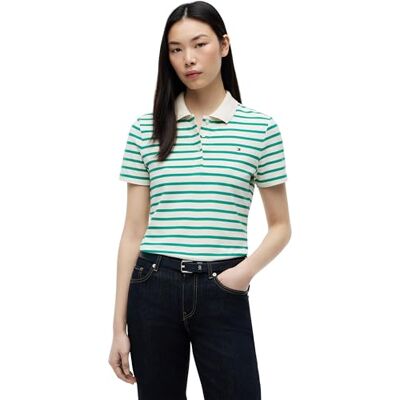 Tommy Hilfiger dam 1985 Slim Pique Polo Ss Ww0Ww43225, vit, M Tommy Hilfiger dam 1985 Slim Pique Polo Ss Ww0Ww43225, vit, M