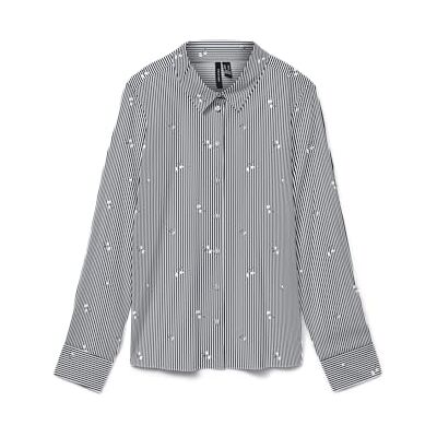 VERO MODA Vmnora Ls Oversize AOP Shirt WVN Ga Noos, marinblå blazer, XS VERO MODA Vmnora Ls Oversize AOP Shirt WVN Ga Noos, marinblå blazer, XS