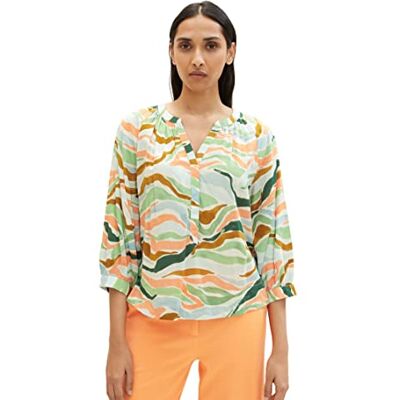 TOM TAILOR Damer Blus 1035880, 31122 Colorful Wavy Design, 32 TOM TAILOR Damer Blus 1035880, 31122 Colorful Wavy Design, 32