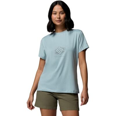 Columbia Parsons Point kortärmad grafisk T-shirt för dam, kortärmad T-shirt, ljusblå melerad/stänk, storlek L Columbia Parsons Point kortärmad grafisk T-shirt för dam, kortärmad T-shirt, ljusblå melerad/stänk, storlek L