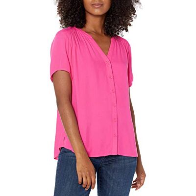 Amazon Essentials kortärmad vävd blus klädtröja, ljusrosa, L Amazon Essentials kortärmad vävd blus klädtröja, ljusrosa, L