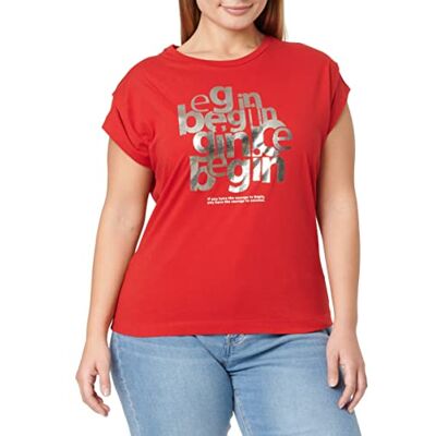 s.Oliver T-shirt för kvinnor, rött Placed Print, 32 s.Oliver T-shirt för kvinnor, rött Placed Print, 32