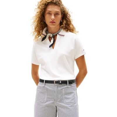 Tommy Hilfiger dam S/S Polo, Vit (Ecru), M Tommy Hilfiger dam S/S Polo, Vit (Ecru), M