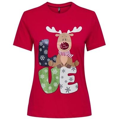 ONLY Onlxmas Life Yrsa Christmas S/S Top JRS, Urban röd, XL ONLY Onlxmas Life Yrsa Christmas S/S Top JRS, Urban röd, XL