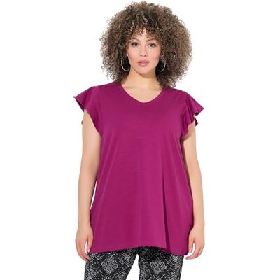Ulla Popken dammössa ärm v-ringad t-shirt (paket med 1), Magnolia röd, 50/52 SE Ulla Popken dammössa ärm v-ringad t-shirt (paket med 1), Magnolia röd, 50/52 SE