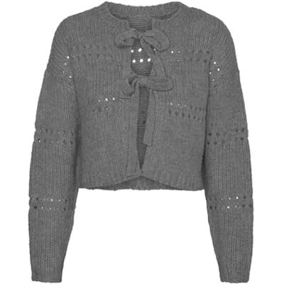 VERO MODA VMADELINA LS kort tvåvägs kofta GA, Medium grå melerad, M VERO MODA VMADELINA LS kort tvåvägs kofta GA, Medium grå melerad, M