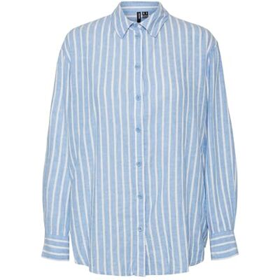 VERO MODA dam Vmlinn Ls Shirt WVN Noos skjorta, blå, XL VERO MODA dam Vmlinn Ls Shirt WVN Noos skjorta, blå, XL