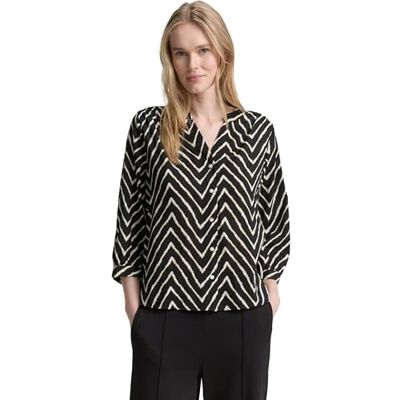 TOM TAILOR damblus, 38779 – svart sigg zag design, 40 TOM TAILOR damblus, 38779 – svart sigg zag design, 40