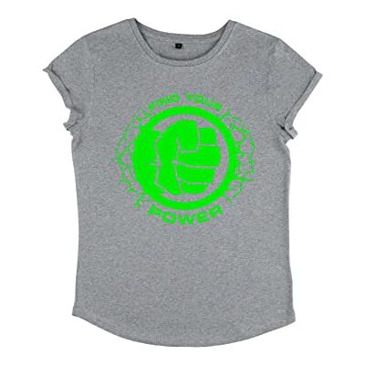 Marvel Kvinnors Avengers Classic-Power of Hulk rullad ärm t-shirt, melange grå, L, Melange grå, L Marvel Kvinnors Avengers Classic-Power of Hulk rullad ärm t-shirt, melange grå, L, Melange grå, L