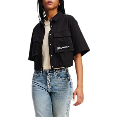 KARL LAGERFELD JEANS , Dam, Boxy Utility Shirt, Boxy Fit, Svart, XL KARL LAGERFELD JEANS , Dam, Boxy Utility Shirt, Boxy Fit, Svart, XL