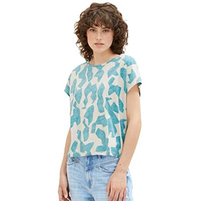 TOM TAILOR Dam, 1036891, t-shirt, 32146 petroleum, stor abstrakt design, XXS, 32146 – Petrol Big Abstract Design, XXS TOM TAILOR Dam, 1036891, t-shirt, 32146 petroleum, stor abstrakt design, XXS, 32146 – Petrol Big Abstract Design, XXS
