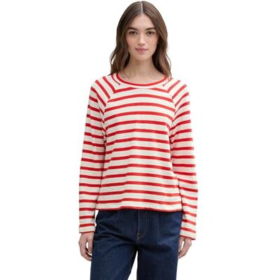 TOM TAILOR Denim dam långärmad T-shirt, 37175 – vit röd remsa, XS TOM TAILOR Denim dam långärmad T-shirt, 37175 – vit röd remsa, XS