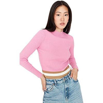 Trendyol Dam rund hals färgblock vanlig tröja sweatshirt, rosa, M, Rosa Trendyol Dam rund hals färgblock vanlig tröja sweatshirt, rosa, M, Rosa