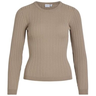 Vila Vimullie L/S O-hals ribbstickad topp/Pb, Savannah Tan, M Vila Vimullie L/S O-hals ribbstickad topp/Pb, Savannah Tan, M