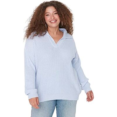 Trendyol Dam polokrage vanlig plusstorlek tröja sweatshirt, Lila, XL, Lila Trendyol Dam polokrage vanlig plusstorlek tröja sweatshirt, Lila, XL, Lila