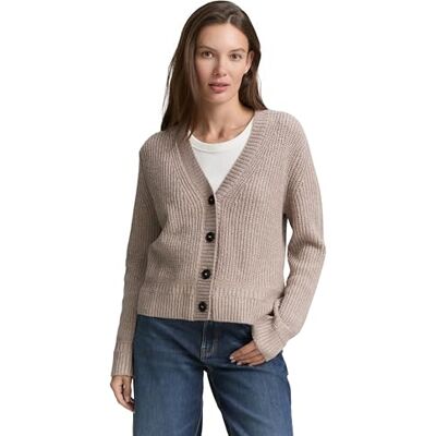 TOM TAILOR dam 1047696 cardigan med ribbstruktur, 38330 – mjuk taupe melerad, XXL TOM TAILOR dam 1047696 cardigan med ribbstruktur, 38330 – mjuk taupe melerad, XXL