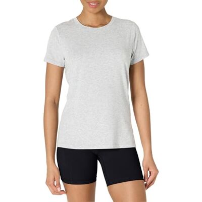 Amazon Essentials dam aktiv mjuk bomull normal passform rund hals kortärmad lätt yoga träning t-shirt, ljusgrå ljung, XL Amazon Essentials dam aktiv mjuk bomull normal passform rund hals kortärmad lätt yoga träning t-shirt, ljusgrå ljung, XL