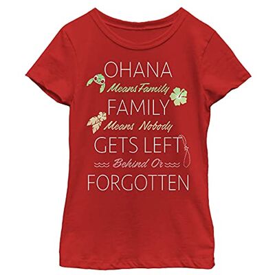 Disney flickor Ohana Family Quoted T-shirt, röd, XL Disney flickor Ohana Family Quoted T-shirt, röd, XL
