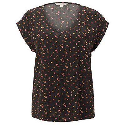 TOM TAILOR Denim Damer Mönstrad kortärmad tunika blus 1020980, 24230 Black Red Flower Print, XS TOM TAILOR Denim Damer Mönstrad kortärmad tunika blus 1020980, 24230 Black Red Flower Print, XS