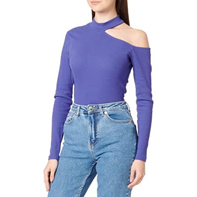 ONLY Damers Onlnew INA L/S Cut Out Top Box JRS Shirt, Deep Blue/Detalj: One Open Shoulder, XL ONLY Damers Onlnew INA L/S Cut Out Top Box JRS Shirt, Deep Blue/Detalj: One Open Shoulder, XL