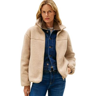 Tommy Hilfiger Dam TEDDY ZIP UP REG JACKA WW0WW48260 overshirt jacka, beige, XXL, Beige (beige), XXL Tommy Hilfiger Dam TEDDY ZIP UP REG JACKA WW0WW48260 overshirt jacka, beige, XXL, Beige (beige), XXL