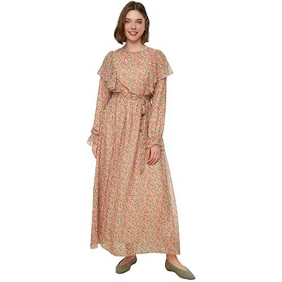 Trendyol Dam design maxi skater vanlig vävd klänning, Pulver, 64 SE Trendyol Dam design maxi skater vanlig vävd klänning, Pulver, 64 SE