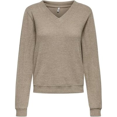 ONLY Onlpaola L/S V-hals topp JRS, cocoa créme, XL ONLY Onlpaola L/S V-hals topp JRS, cocoa créme, XL