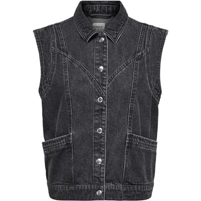 ONLY Onlkennedy Sl Dnm Waistcoat Bj Noos, Tvättad svart, XXL ONLY Onlkennedy Sl Dnm Waistcoat Bj Noos, Tvättad svart, XXL