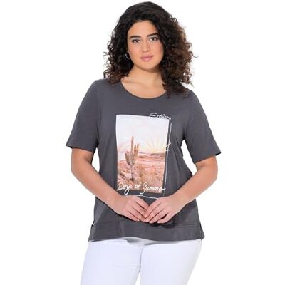 Ulla Popken damer stora storlekar överdimensionerade plus size t-shirt med fototryck, klassisk, Grafitgrå, 42-44 Ulla Popken damer stora storlekar överdimensionerade plus size t-shirt med fototryck, klassisk, Grafitgrå, 42-44