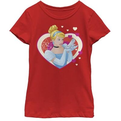 Disney Little, Big Princess Cinderella Hearts Girls Kortärmad T-shirt Röd, Medium, röd, M Disney Little, Big Princess Cinderella Hearts Girls Kortärmad T-shirt Röd, Medium, röd, M