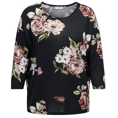 ONLY Carmakoma damtopp, Svart ros bukett blommor, M ONLY Carmakoma damtopp, Svart ros bukett blommor, M