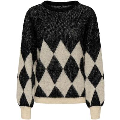 ONLY Onlnoeme Jq Ls Life O-Neck KNT, svart, XS ONLY Onlnoeme Jq Ls Life O-Neck KNT, svart, XS