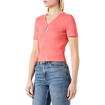 NOISY MAY dam Nmmaya S/S O-hals cutout top Noos t-shirt, Solkysst korall, S NOISY MAY dam Nmmaya S/S O-hals cutout top Noos t-shirt, Solkysst korall, S