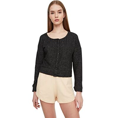 Trendyol Dam rund hals vanlig vanlig kofta tröja, svart, 2XL, Svart, XXL Trendyol Dam rund hals vanlig vanlig kofta tröja, svart, 2XL, Svart, XXL
