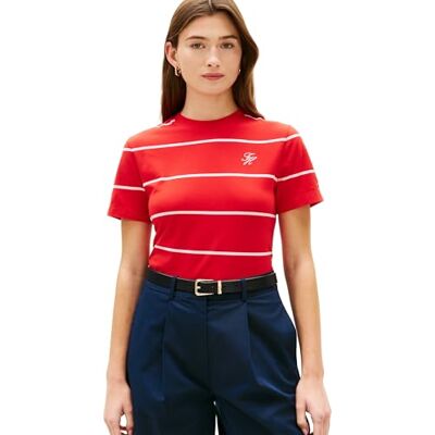 Tommy Hilfiger Dam Th Script Reg C-Nk Ss Tee Ww0Ww47809, röd, XXS Tommy Hilfiger Dam Th Script Reg C-Nk Ss Tee Ww0Ww47809, röd, XXS