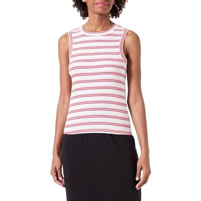 PIECES PCADIE SL Tank TOP BC, Cloud Dancer/Detaljer: salsa, S PIECES PCADIE SL Tank TOP BC, Cloud Dancer/Detaljer: salsa, S