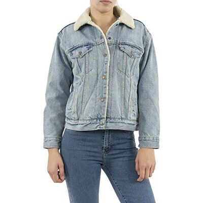 Levi's Dam ex-BF Sherpa Trucker denim jacka, Strangerways, XS Levi's Dam ex-BF Sherpa Trucker denim jacka, Strangerways, XS