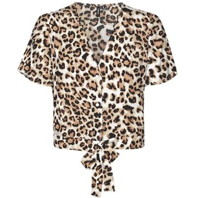 VERO MODA dam Vmeasy Joy S/S slips skjorta WVN Ga, Tan/Aop: leo, S VERO MODA dam Vmeasy Joy S/S slips skjorta WVN Ga, Tan/Aop: leo, S