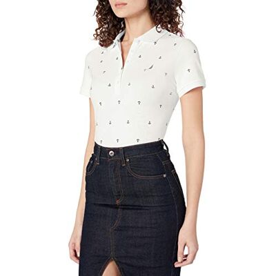 Nautica Dam ankare kortärmad andas stretch bomull pikétröja, Ljus vit, XS Nautica Dam ankare kortärmad andas stretch bomull pikétröja, Ljus vit, XS