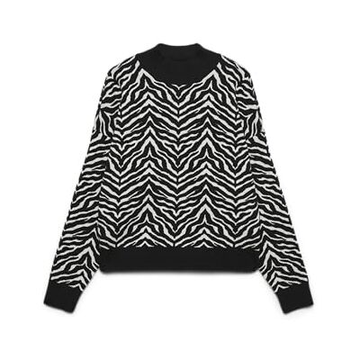 VERO MODA Vmaria konst Batwing hög hals tröja Rep, svart, XL VERO MODA Vmaria konst Batwing hög hals tröja Rep, svart, XL
